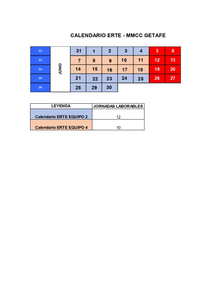 Calendario Getafe Erte Junio Mmcc Getafe