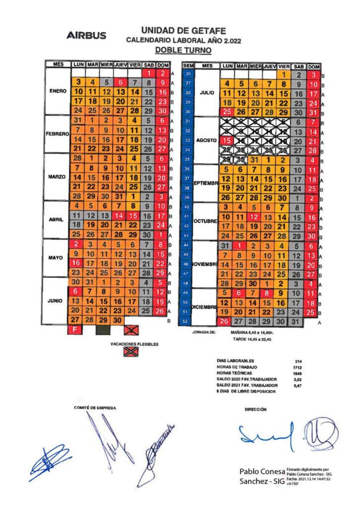 J Doble Turno Calendario 2022 Getafe Firmado