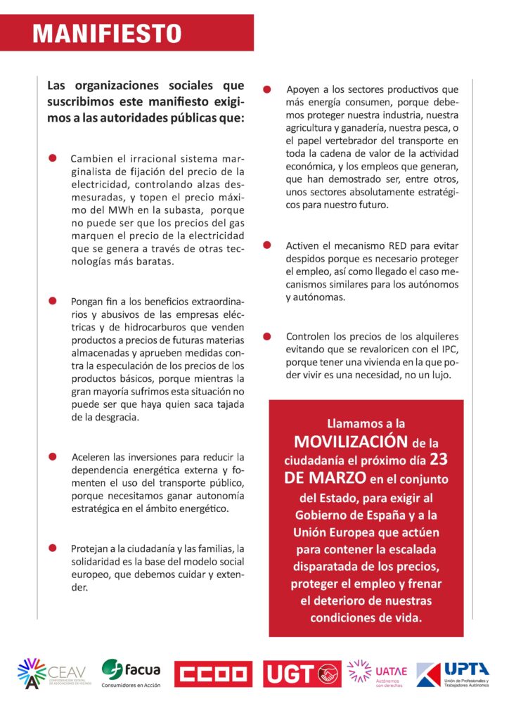 220317 Manifiesto Movilización 23 Marzo 2