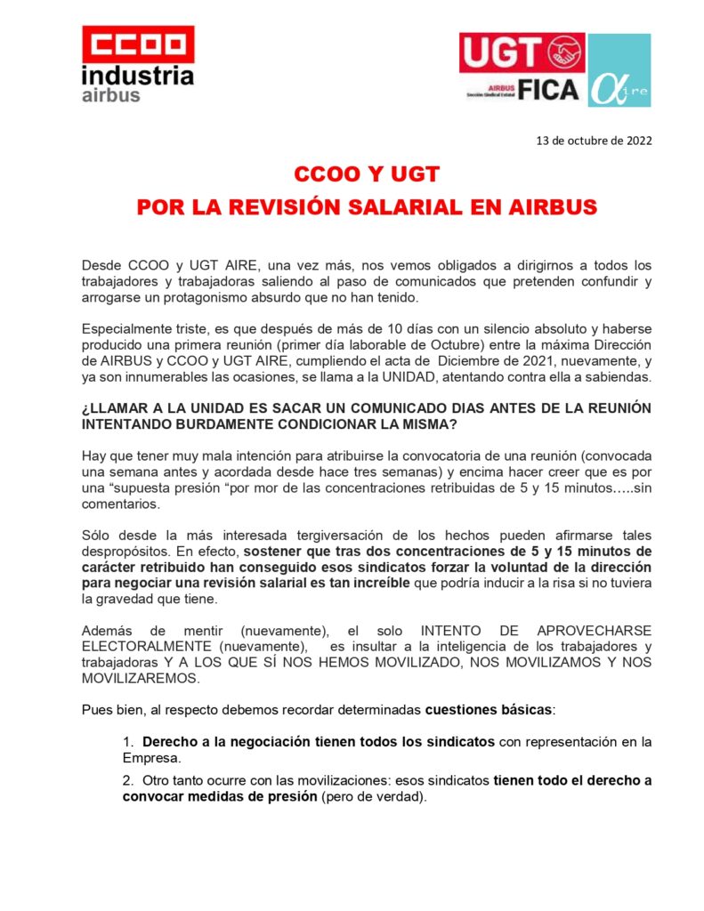 221013 Ccoo Y Ugt Por La Revisión Salarial Page 0001