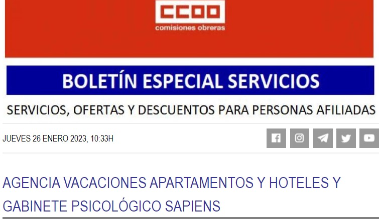 Servicios Ccoo Enero 2023