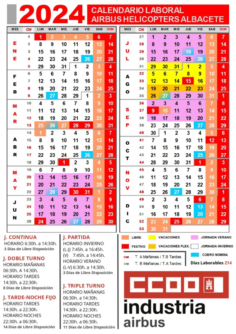 Calendario Laboral Airbus Albacete 2024 Airbus