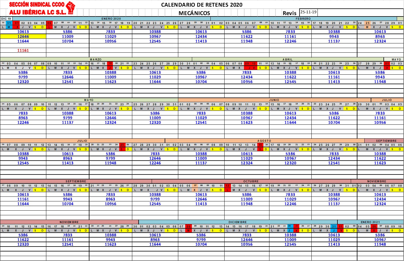 Calendarios Laborales 2020 Alu Iberica 3417