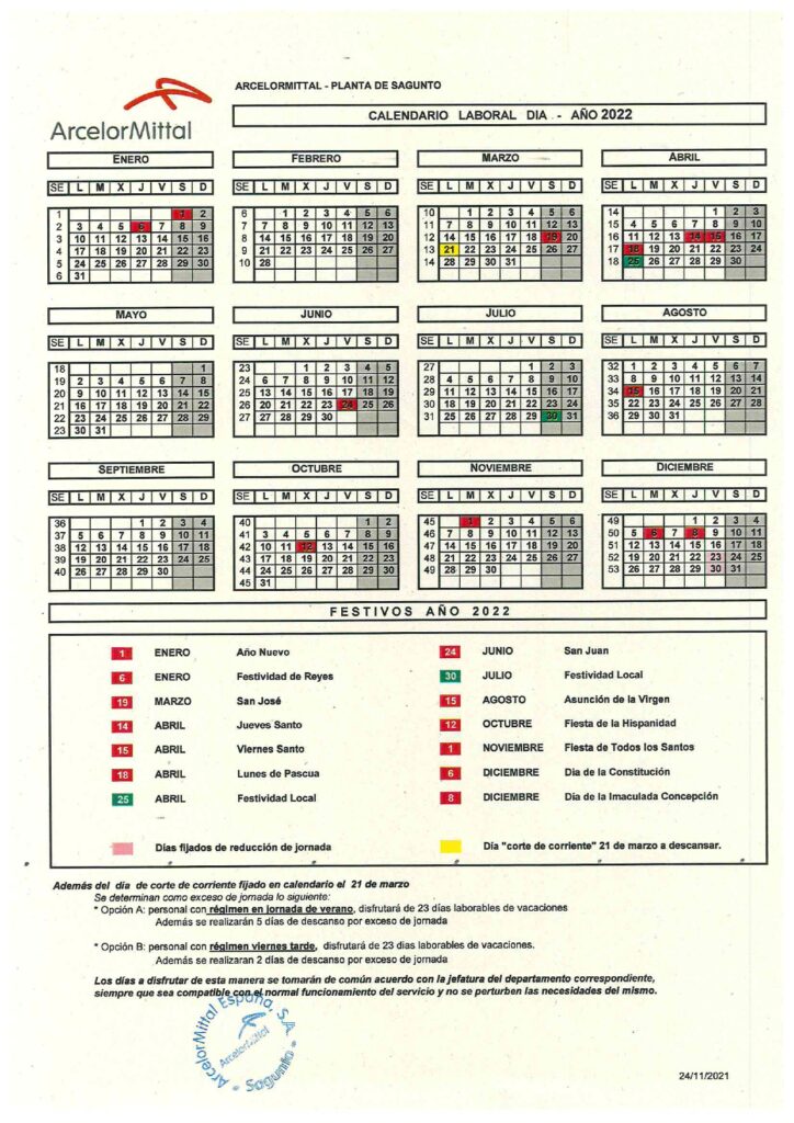 Calendario De Día 2022