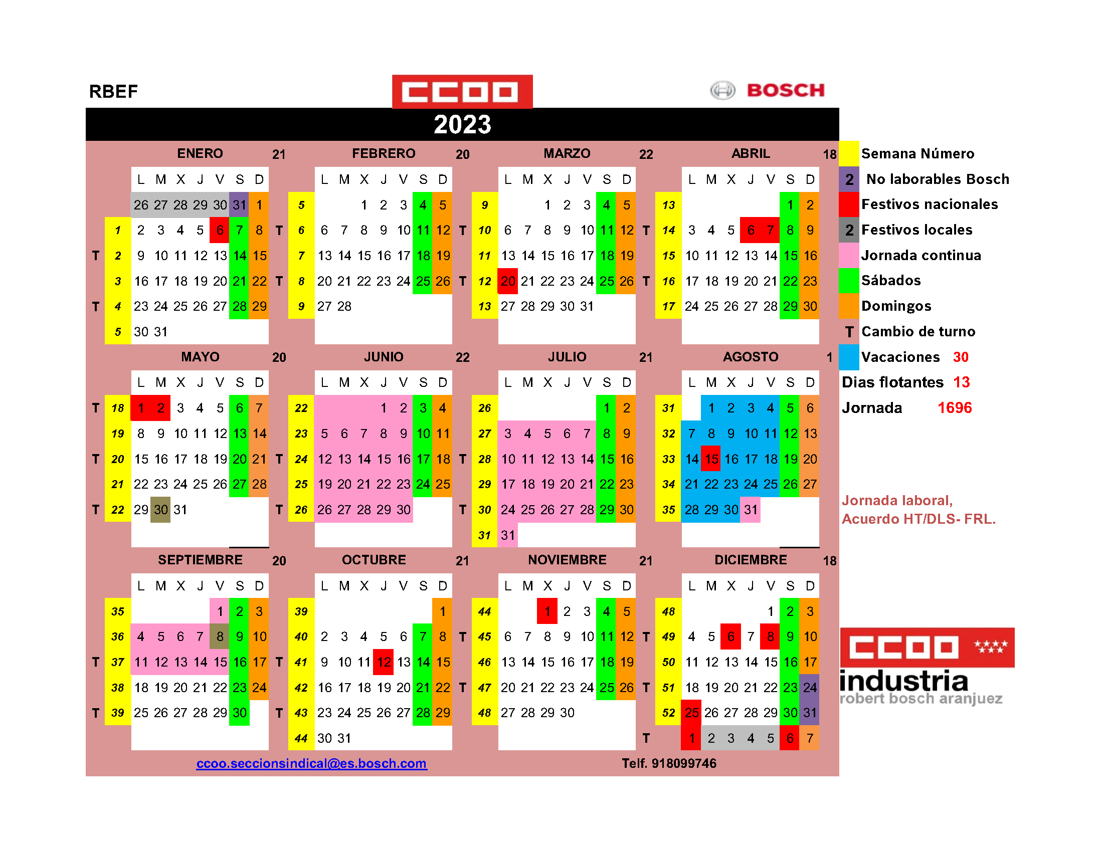 Calendario 2023 Ccoo