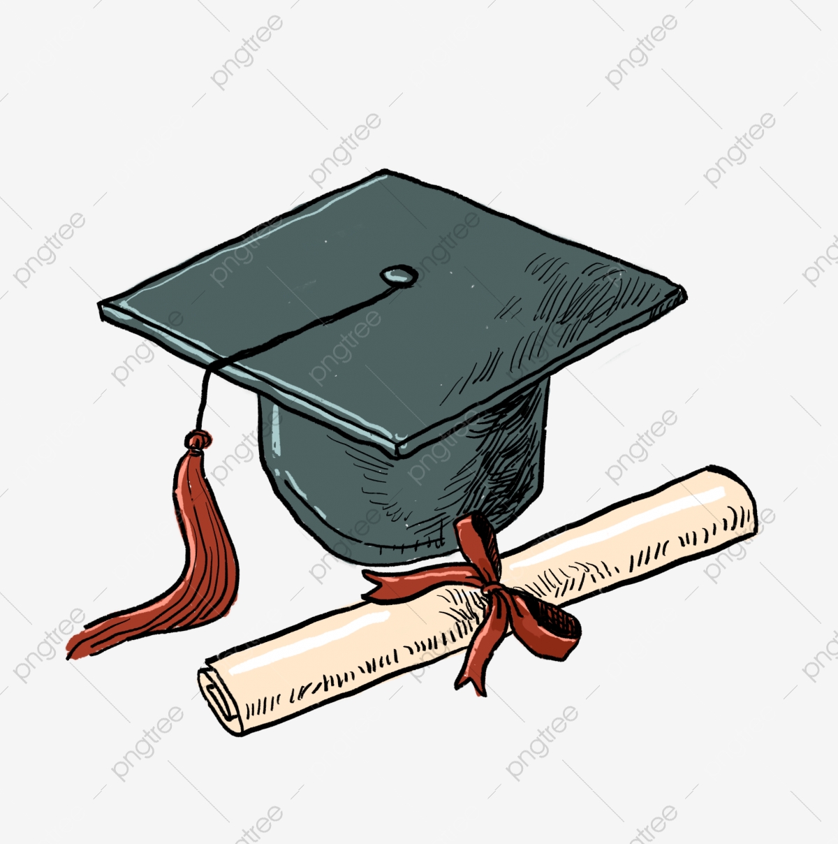 Pngtree Graduation Season Cartoon Bachelor Hat And Diploma Png Free Material Png Image 4425197