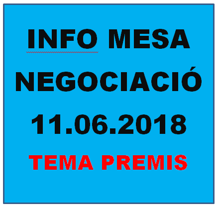 INFO MESA GENERAL DE NEGOCIACIÓ DEL 11 DE JUNY DE 2018