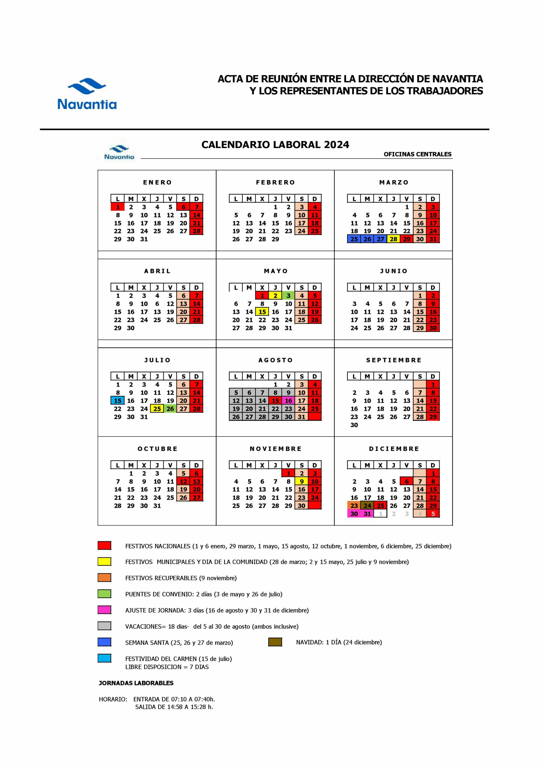 Calendario Laboral Madrid Navantia