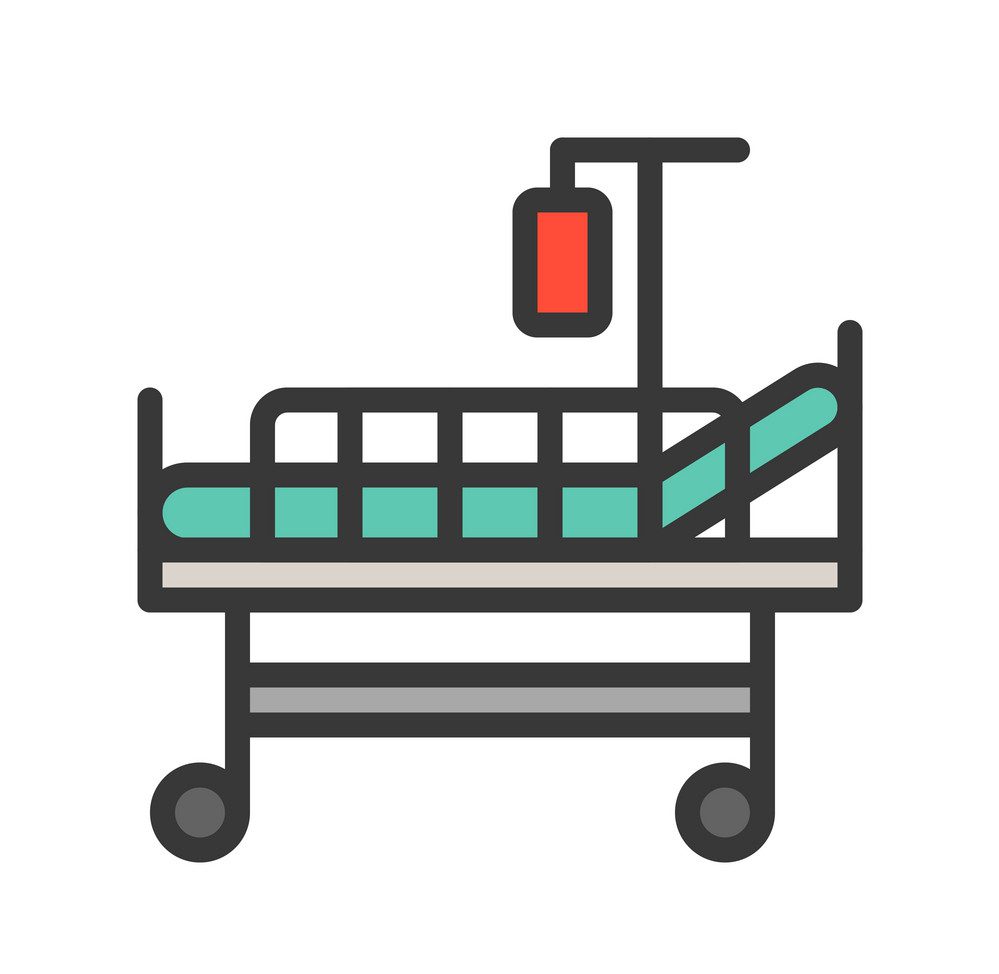 Patient Bed And Blood Bag, Filled Outline Icon