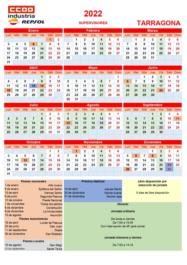 2022 Calendario Supervisore Imprimir Page 0001